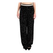 Pailletten geborduurde fluwelen broek Elisabetta Franchi , Black , Dam...