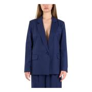 Single-breasted blazer met tonale knoop Actualee , Blue , Dames