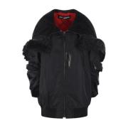 Zwarte oversized bomberjack met nepbont capuchon Junya Watanabe , Blac...