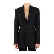 Merino Wol Zwart Blazer Wardrobe.nyc , Black , Dames