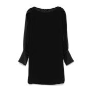 Zwarte textuur shiftjurk met splitmouwen Liu Jo , Black , Dames