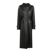 Stijlvolle leren trenchcoat Max Mara , Black , Dames