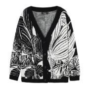 Zwarte V-hals Cardigan met Print Desigual , Black , Dames