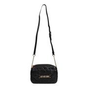 Zwarte Bedrukte Schoudertas met Rits Love Moschino , Black , Dames