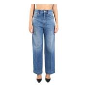 Hoge taille rechte pijp denim jeans Sportmax , Blue , Dames