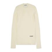 Logo Fitted Jumper met Crew Neck Jil Sander , Beige , Dames