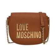 Bruine schoudertas met klep sluiting Love Moschino , Brown , Dames