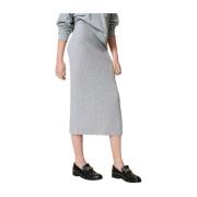 Geribbelde wollen midi-rok Twinset , Gray , Dames