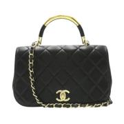 Pre-owned Leather chanel-bags Chanel Vintage , Black , Dames