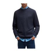 Blauwe Crew Neck Sweater Astefano Hugo Boss , Blue , Heren