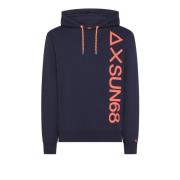 Blauwe hoodie Ax Fluo katoen Sun68 , Blue , Heren