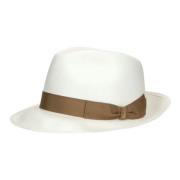 Handgeweven Panama Hoed met Medium Rand Borsalino , White , Heren