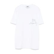 Kristalversierd Wit T-shirt Msgm , White , Dames