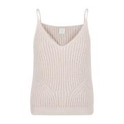 Luxe Gebreide Tanktop Wol Mohair Zijde Eleventy , Beige , Dames