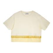 Geribbelde halslijn crop top met applicaties Lanvin , White , Dames