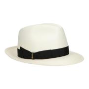 Kleurrijke Panama Hoed met Medium Rand Borsalino , White , Dames