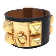 Pre-owned Leather bracelets Hermès Vintage , Yellow , Dames