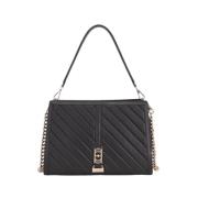 Stijlvolle Leren Tas La Carrie , Black , Dames