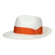 Handgeweven Panama Hoed met Brede Rand Borsalino , White , Heren