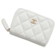 Pre-owned Leather wallets Chanel Vintage , White , Dames