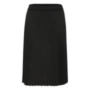 Geplooide Rok in Pitch Black Cream , Black , Dames