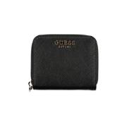 Zwarte Portemonnee met Rits en Logo Guess , Black , Dames