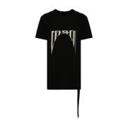 Zwarte T-shirts en Polos met Logo Print Rick Owens , Black , Heren