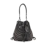 Stijlvolle Leren Tas La Carrie , Black , Dames