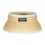 Gevlochten Stro Zonneklep met Grosgrain Rand Borsalino , Beige , Heren