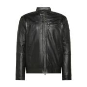 Zwarte Leren Bikerjas Peuterey , Black , Heren