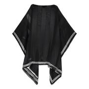 Zijden kaftan met contrasterende randen Lanvin , Black , Dames