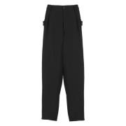 Zwarte wollen broek met knoopsluiting Yohji Yamamoto , Black , Heren