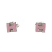 Pre-owned Stainless Steel earrings Hermès Vintage , Pink , Dames