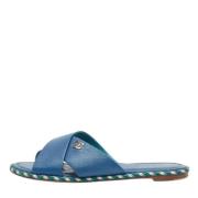 Pre-owned Leather flats Chanel Vintage , Blue , Dames