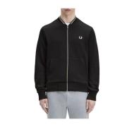 Zwarte Bomber Zip Sweater Fred Perry , Black , Heren