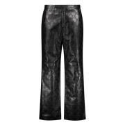 Logo Lam Leren Broek Gucci , Black , Heren