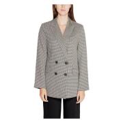 Geruite Zwarte Blazer met Zakken Only , Black , Dames