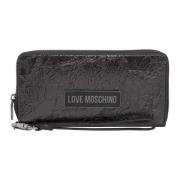 Portemonnee met ritssluiting en logo Love Moschino , Black , Dames