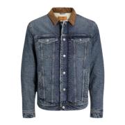 Blauwe Katoenen Jas met Voorzakken Jack & Jones , Blue , Heren