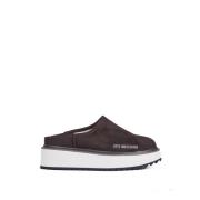 Bruine platte schoenen met logoprint Love Moschino , Brown , Dames