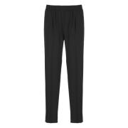 Zwarte Wol Elastische Taille Broek Ermenegildo Zegna , Black , Heren