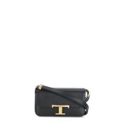 Zwarte Leren Dames Tas met Logo Tod's , Black , Dames