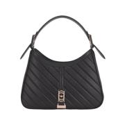 Stijlvolle Leren Tas La Carrie , Black , Dames