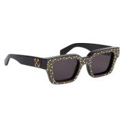 Virgil Zonnebril met Strass en Grijze Lenzen Off White , Black , Heren