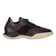 Suède Inzet Leren Sneakers Brioni , Brown , Heren