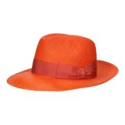 Handgeweven Panama Hoed Borsalino , Orange , Heren