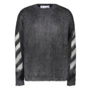 Gestreepte Crew-neck Sweater met Logo Intarsia Off White , Gray , Here...