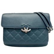 Pre-owned Leather chanel-bags Chanel Vintage , Blue , Dames