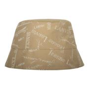 Logo Bucket Hat 100% Katoen Lanvin , Beige , Dames