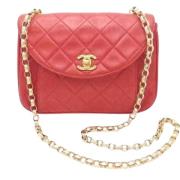 Pre-owned Leather chanel-bags Chanel Vintage , Red , Dames